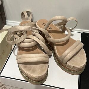 Beige Strappy Espadrille Sandals